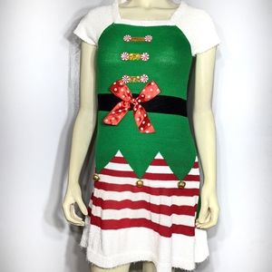 Holiday Dress Medium Green Red White NWT